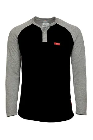 Flame-Resistant Raglan Sleeve Henley T-Shirt – 6oz. Tecasafe® Plus | Black-Gray