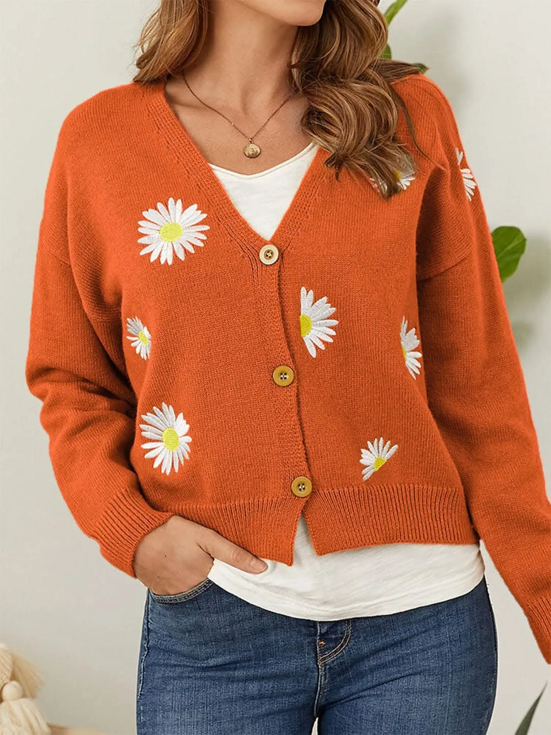 Floral Button-Up Cardigan - Soft & Stretchy