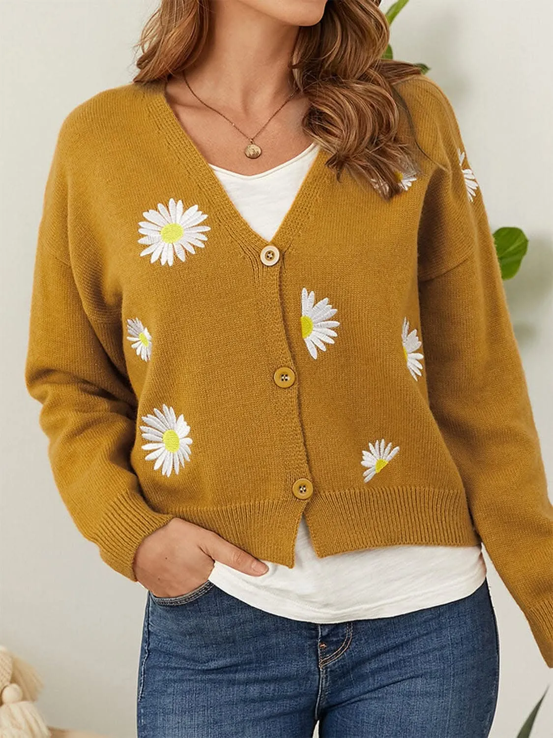 Floral Button-Up Cardigan - Soft & Stretchy
