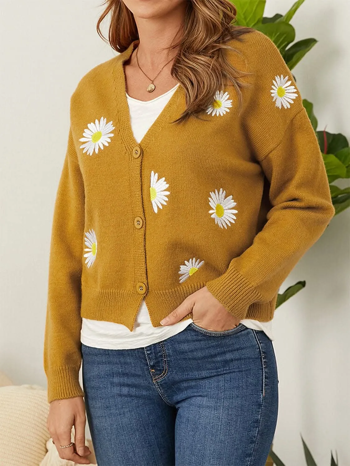 Floral Button-Up Cardigan - Soft & Stretchy