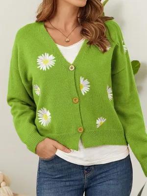 Floral Button-Up Cardigan - Soft & Stretchy