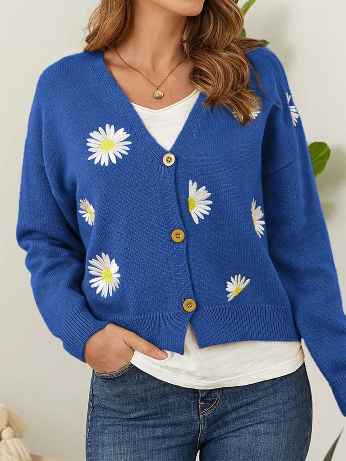 Floral Button-Up Cardigan - Soft & Stretchy