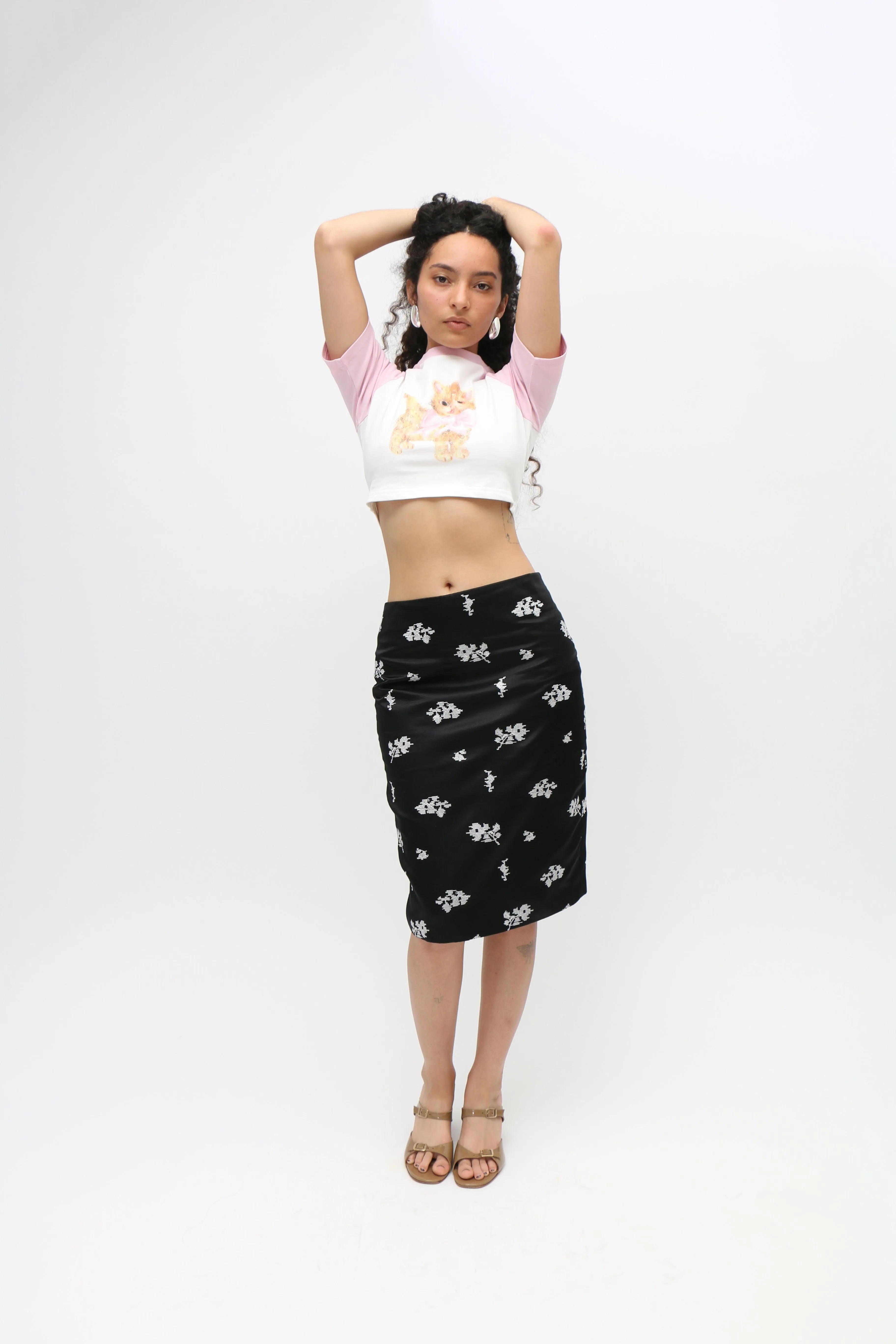 Floral Embroidered Silk Skirt