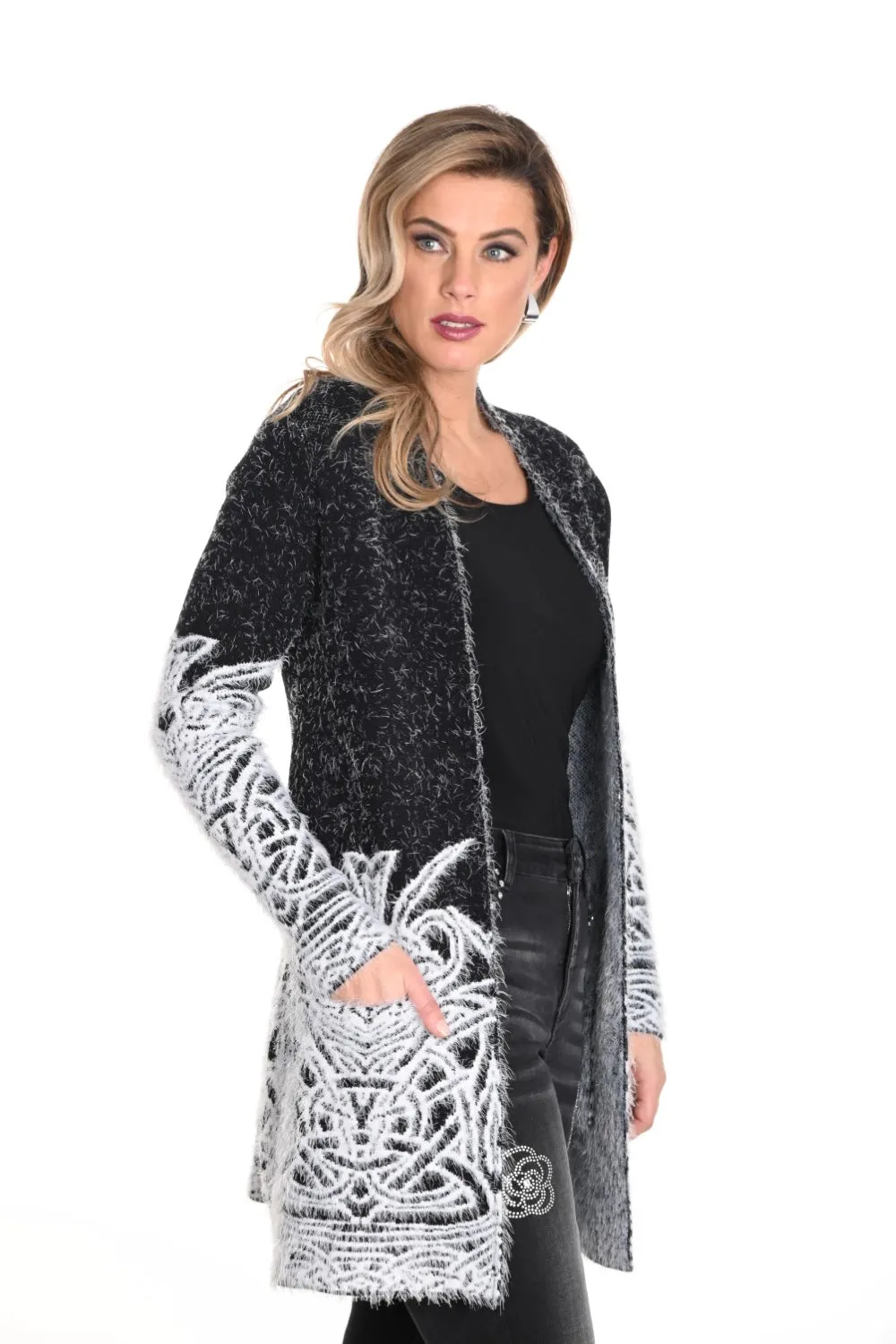 Frank Lyman Cardigan 243512U Black/Off-White