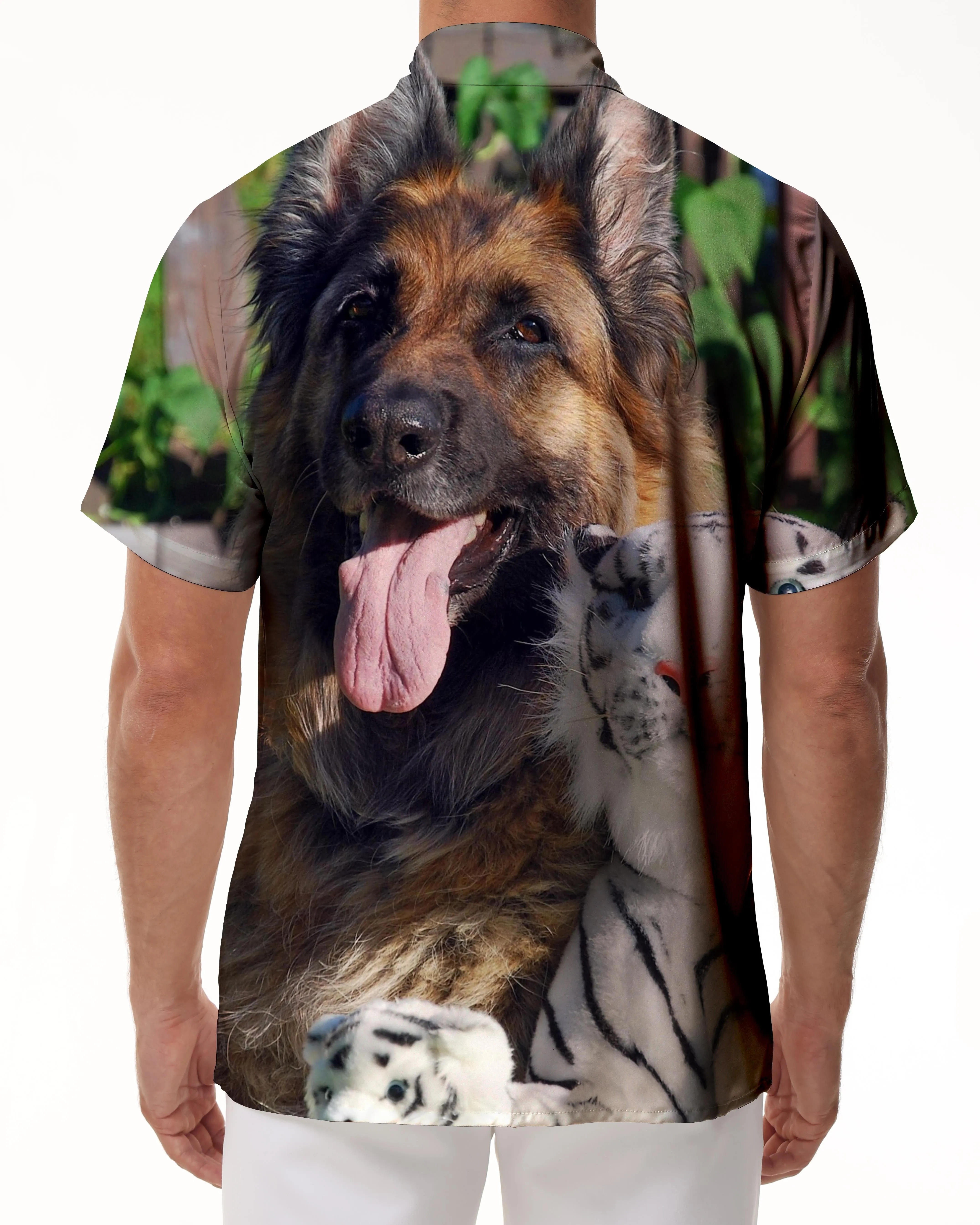 Funny Animals 3D Printed Hawaiian Shirts Mens Short Sleeve Casual Shirts Loose Button Beach Shirts Summer