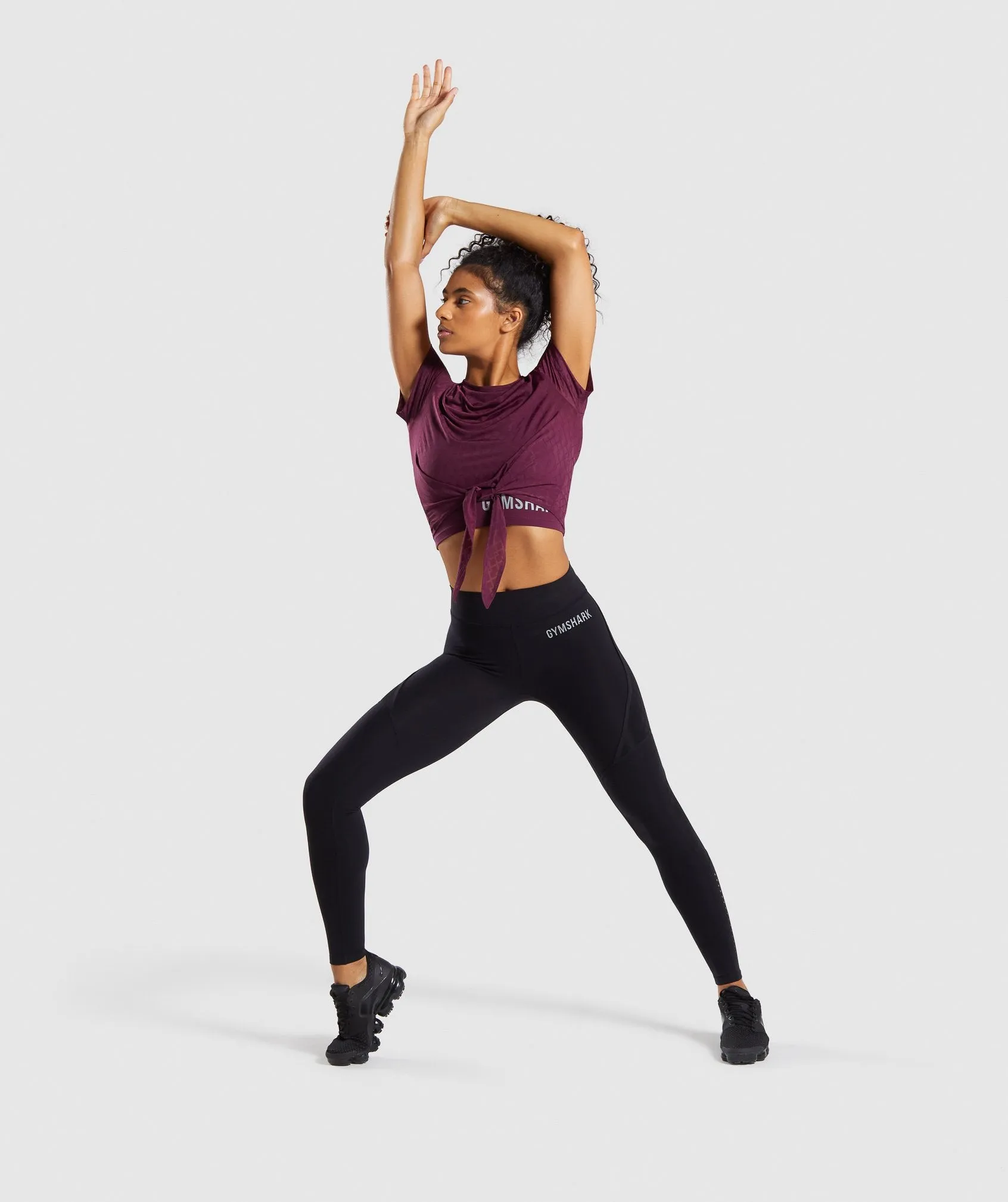 Gymshark Geo Mesh Two In One Top - Dark Ruby