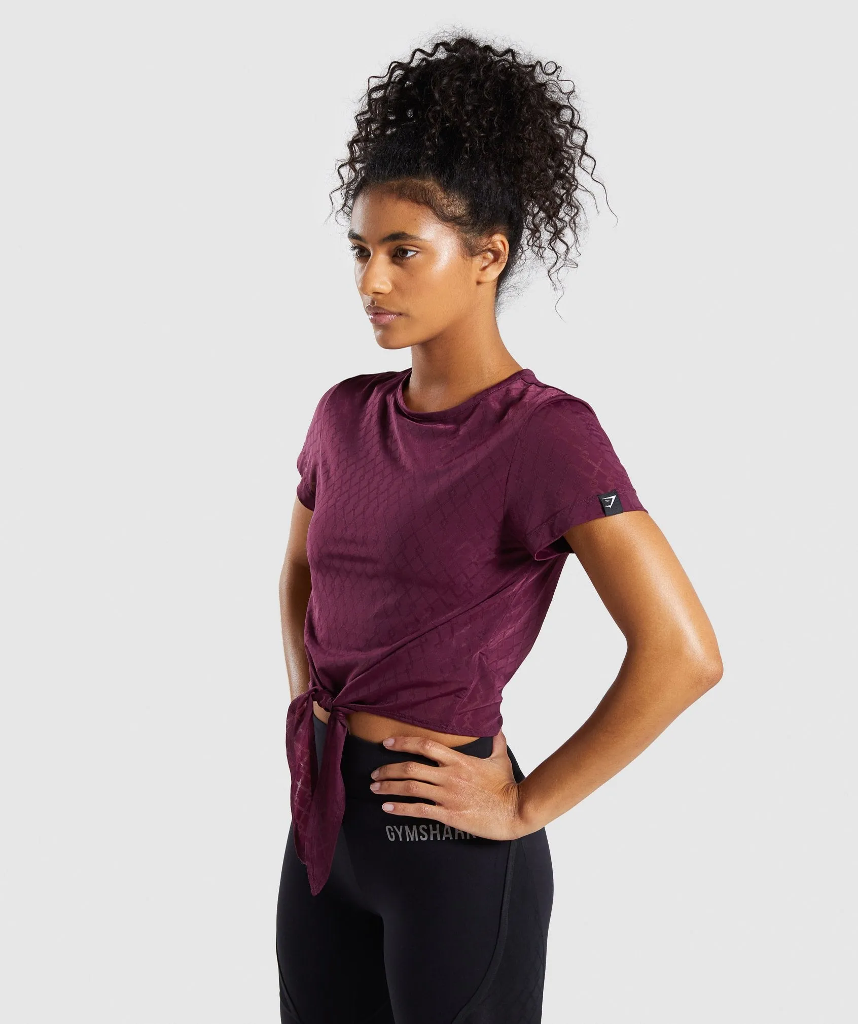 Gymshark Geo Mesh Two In One Top - Dark Ruby
