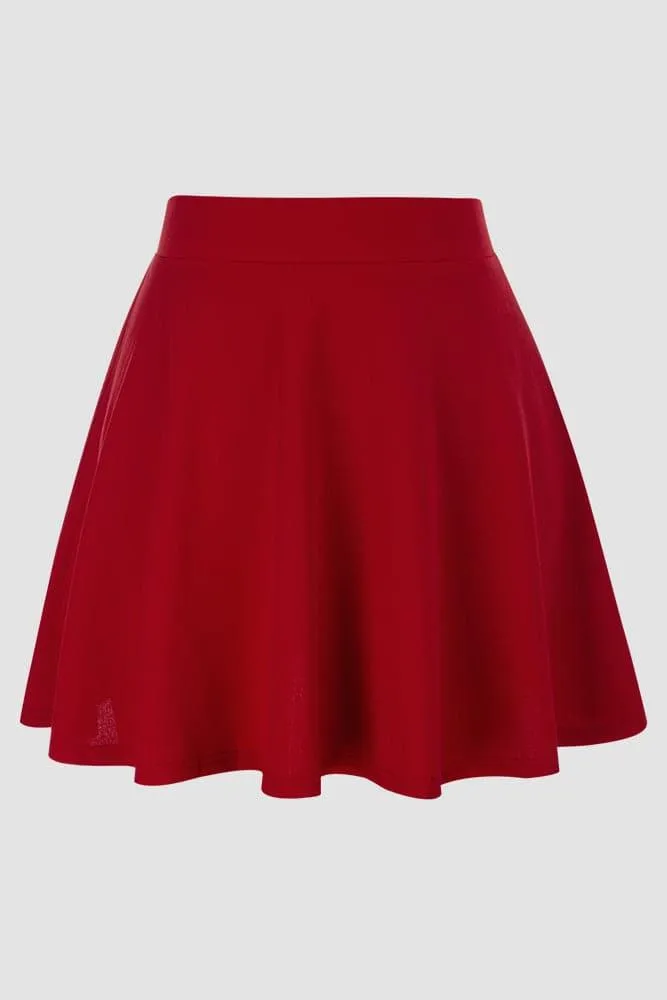 Hanna Nikole Women Plus Size Casual Mini Skater Skirt Elastic Lining High Waist Basic Flared Skorts Pleated with Pocket