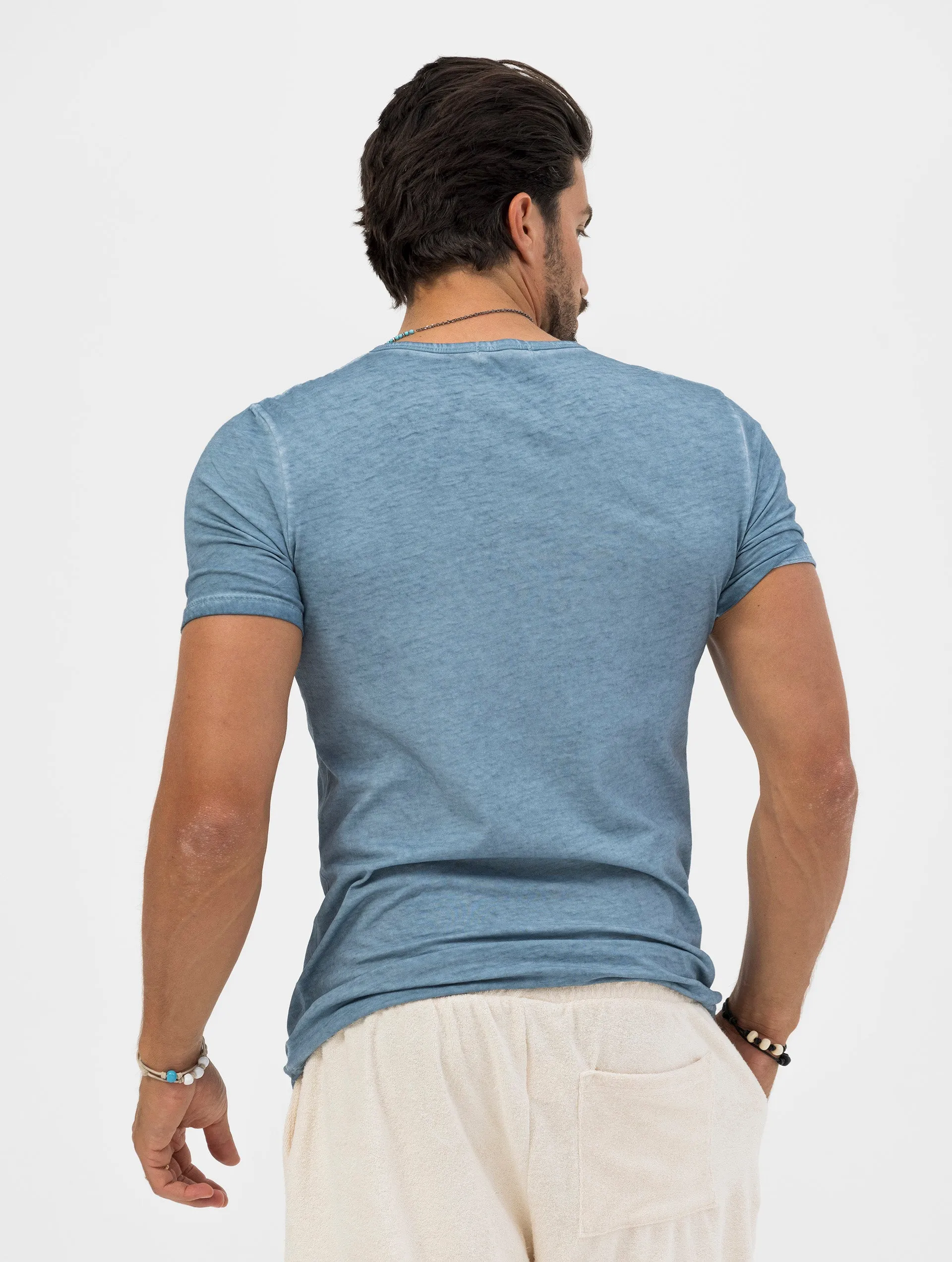 HENRY HENLEY T-SHIRT IN DENIM