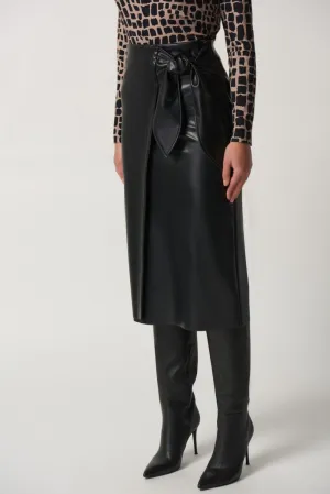 JOSEPH RIBKOFF 233297 Black Faux Leather Skirt