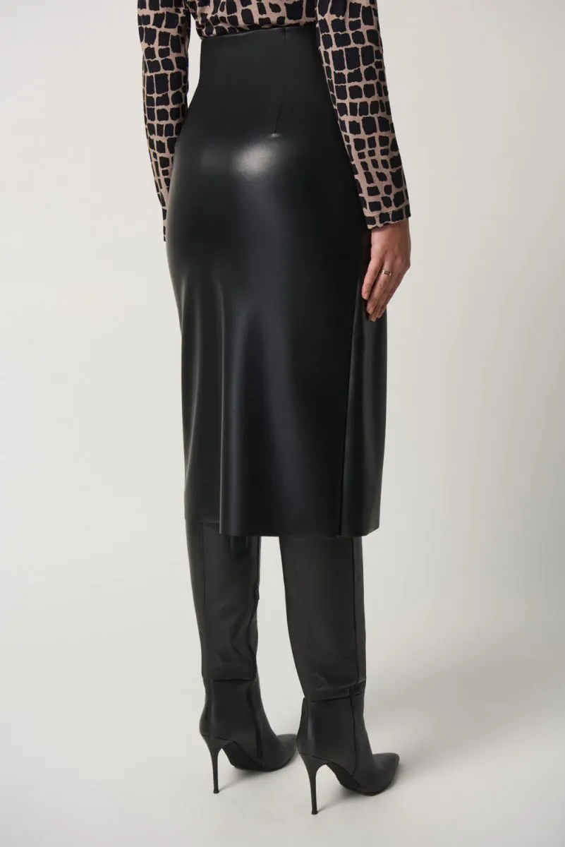 JOSEPH RIBKOFF 233297 Black Faux Leather Skirt