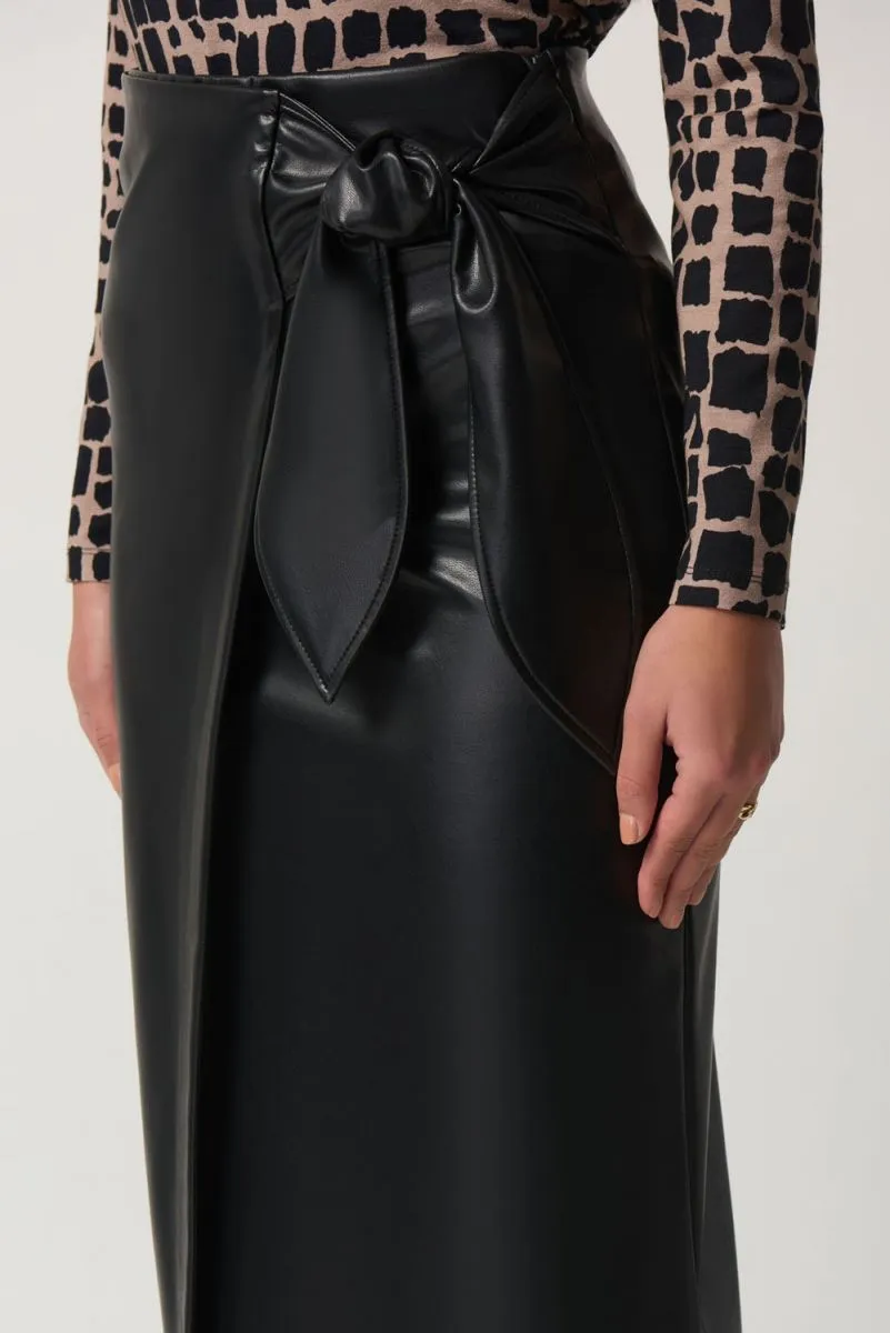 JOSEPH RIBKOFF 233297 Black Faux Leather Skirt