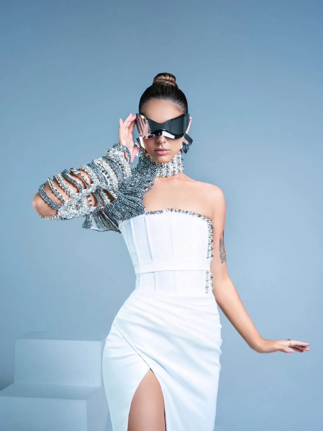 Kara Beautiful Long White  Evening Dress