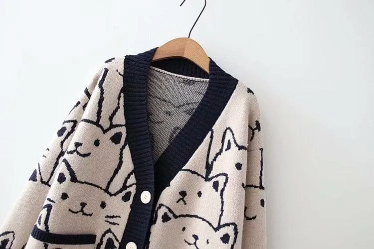 Kawaii Cat Cute Knit Cardigan