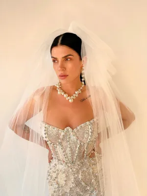 Kaylani Beautiful White Off Shoulder Evening Dress