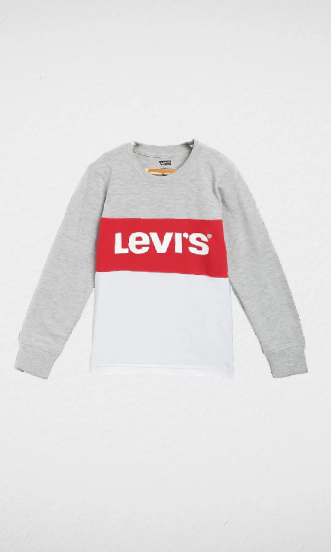 Kids Levi's Long Sleeve T-shirt  (Grey ,Red & White)