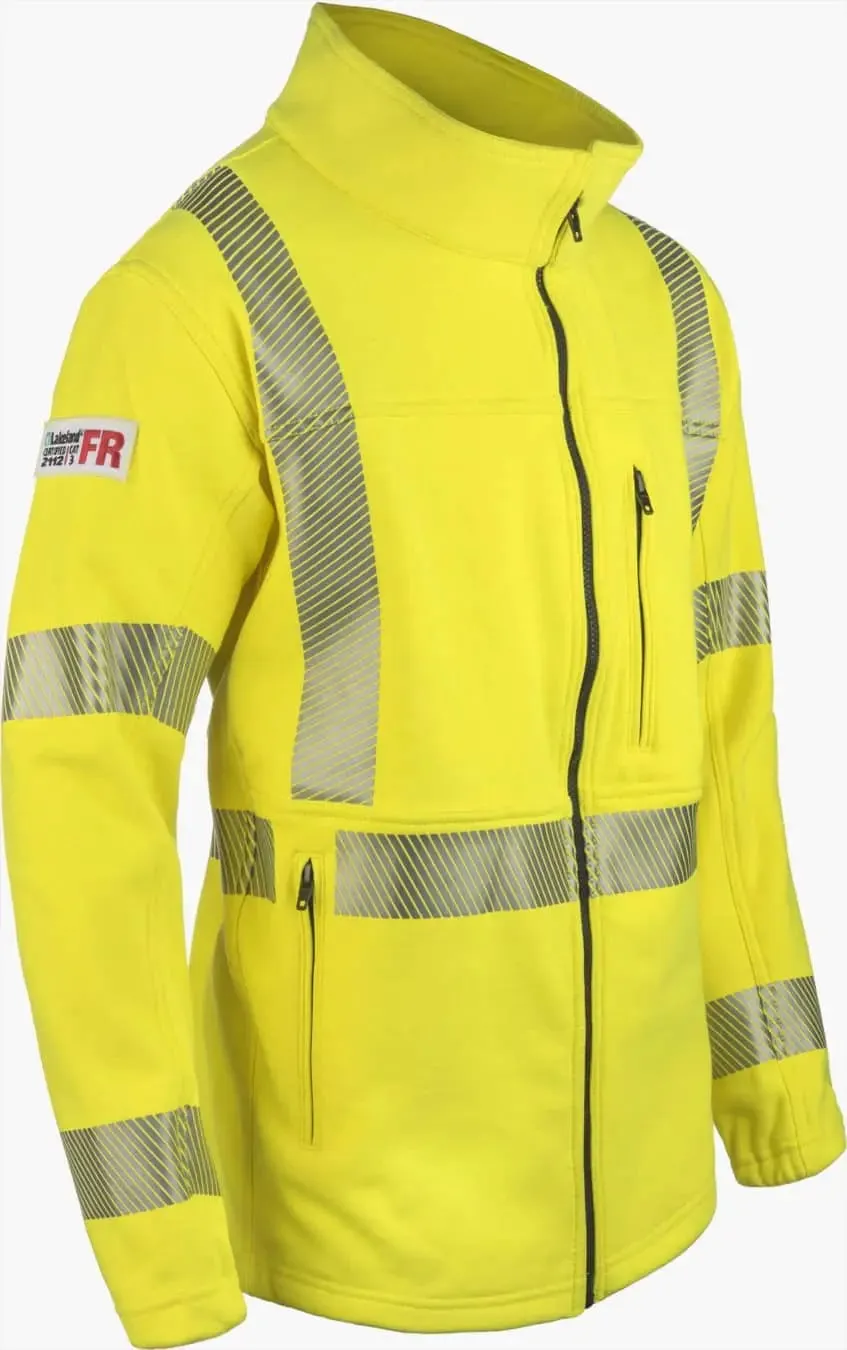 LAKELAND - Zip front jacket. Dual Certified, NFPA 70E, 2112 certified, Hi-Vis yellow 2" seg trim