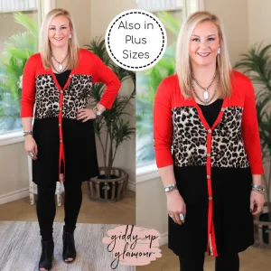 Last Chance Size Small & Medium | Another Glance Leopard Print Color Block Cardigan in Red