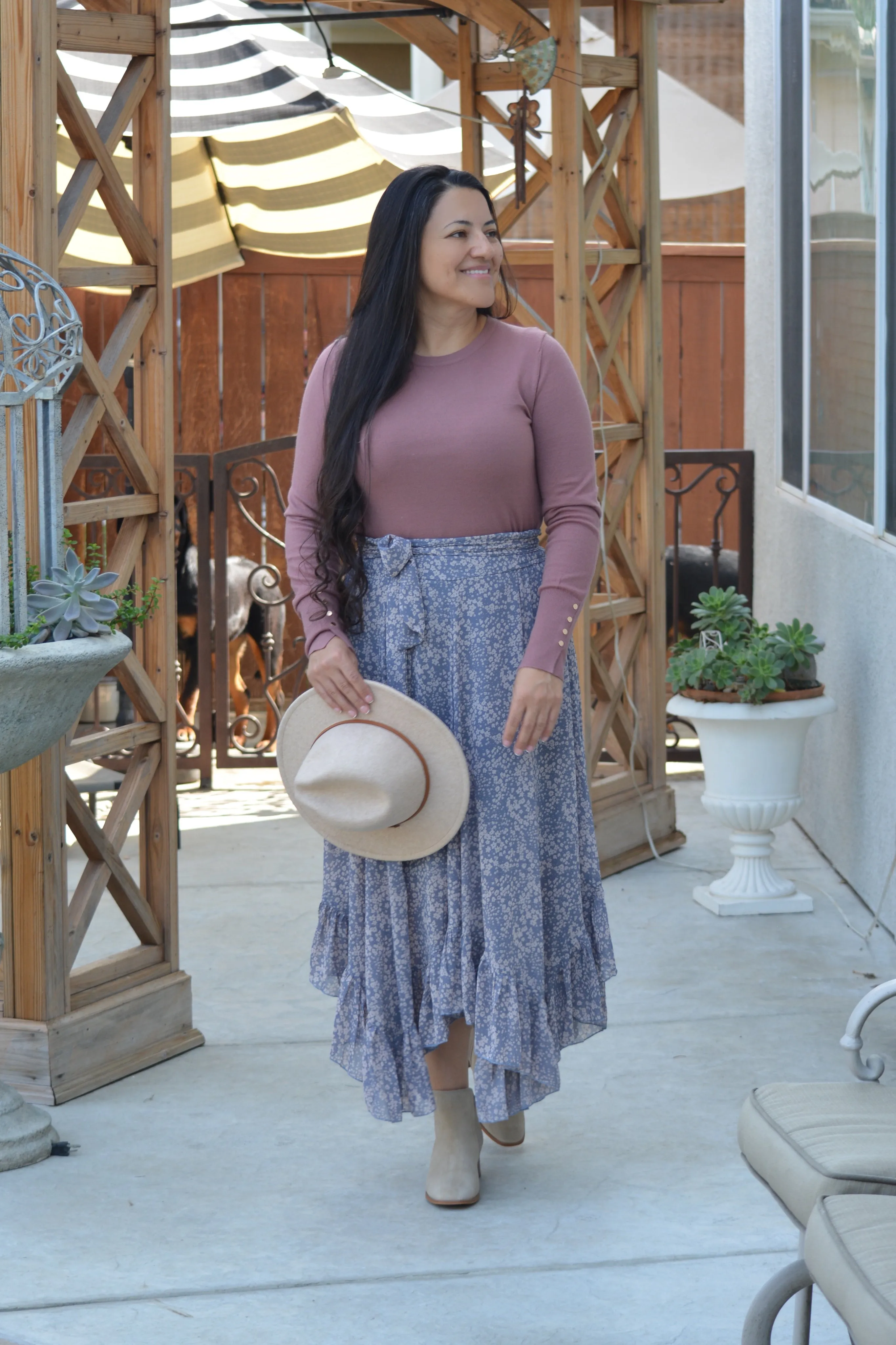 Leticia Blue Floral Handkerchief Skirt