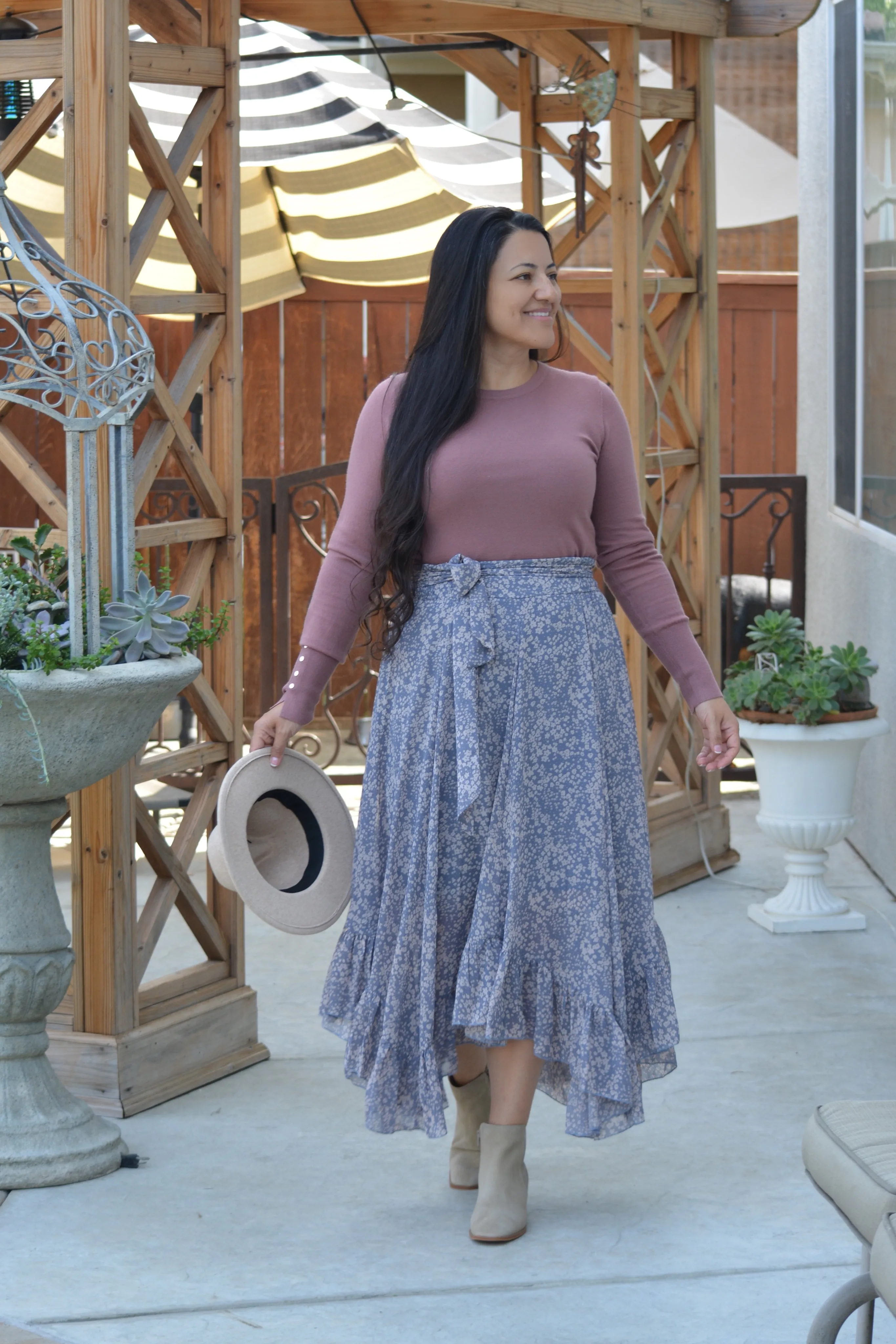 Leticia Blue Floral Handkerchief Skirt