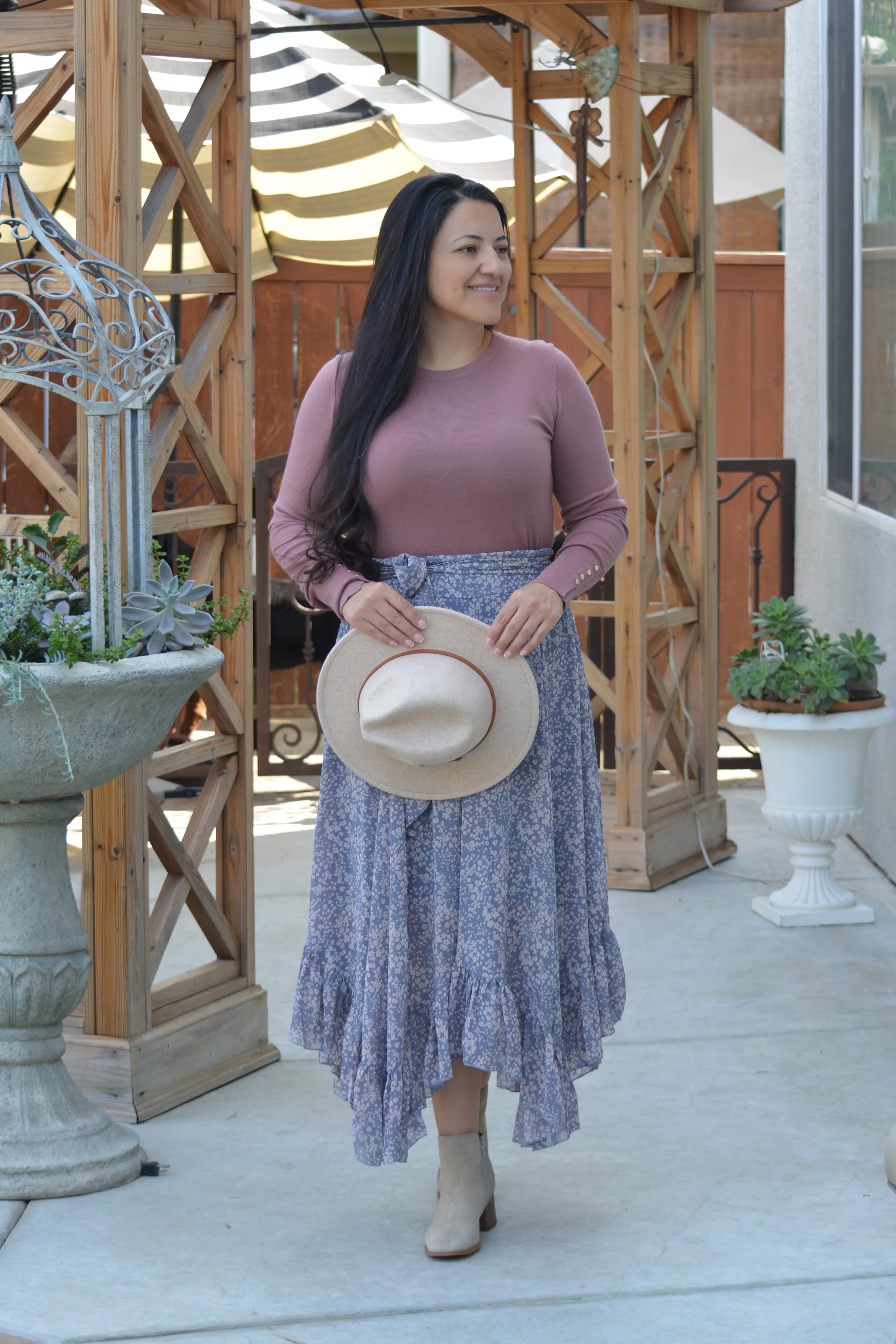 Leticia Blue Floral Handkerchief Skirt