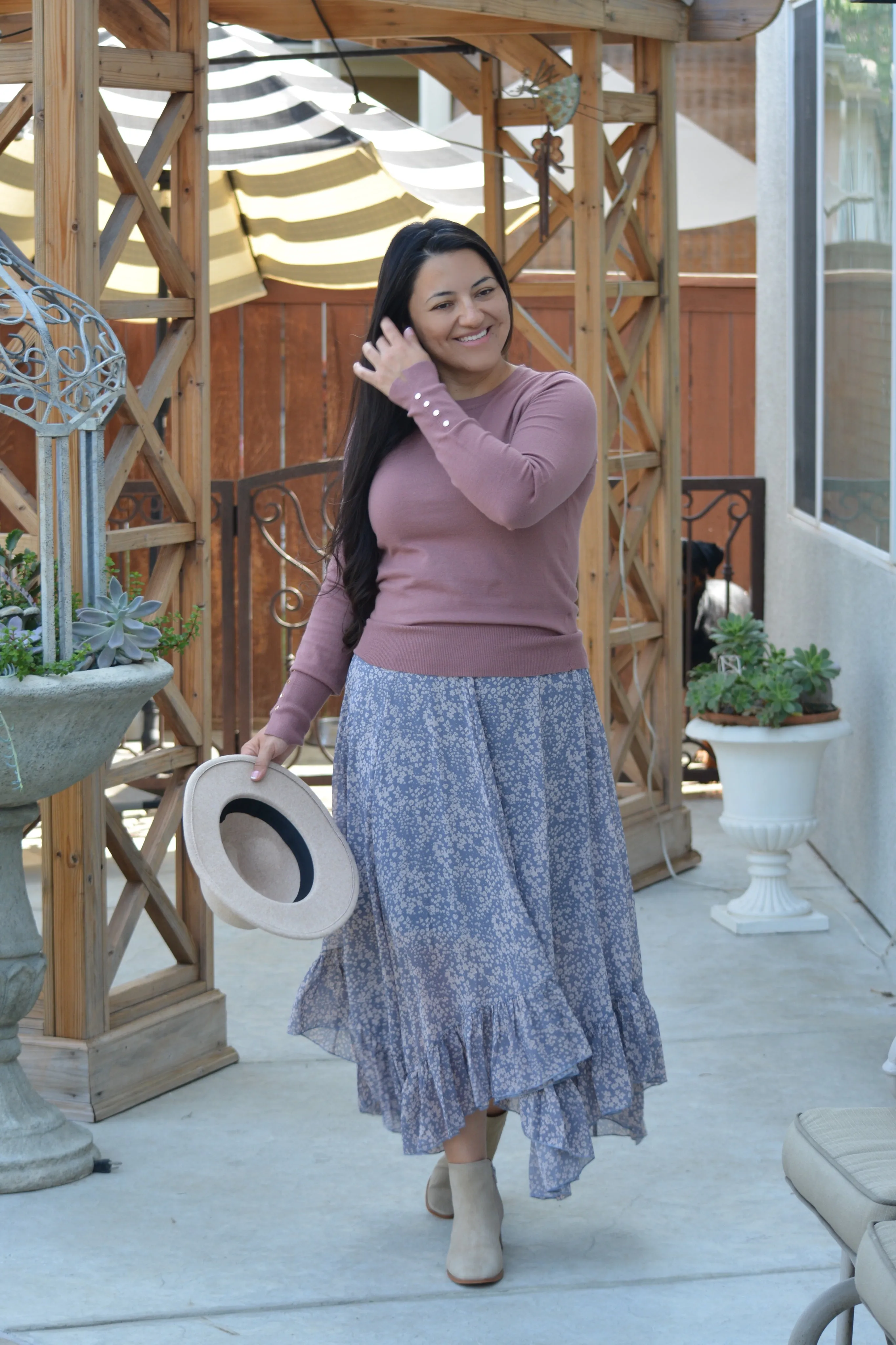 Leticia Blue Floral Handkerchief Skirt