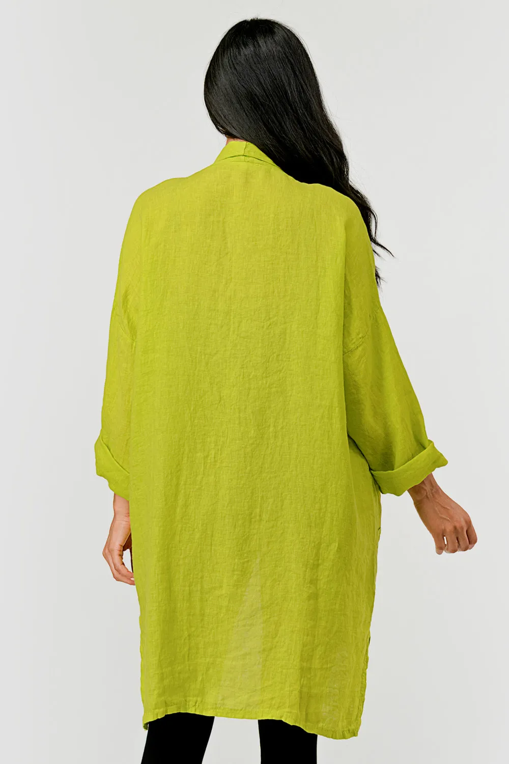 Long italian Linen Cardigan w Packets
