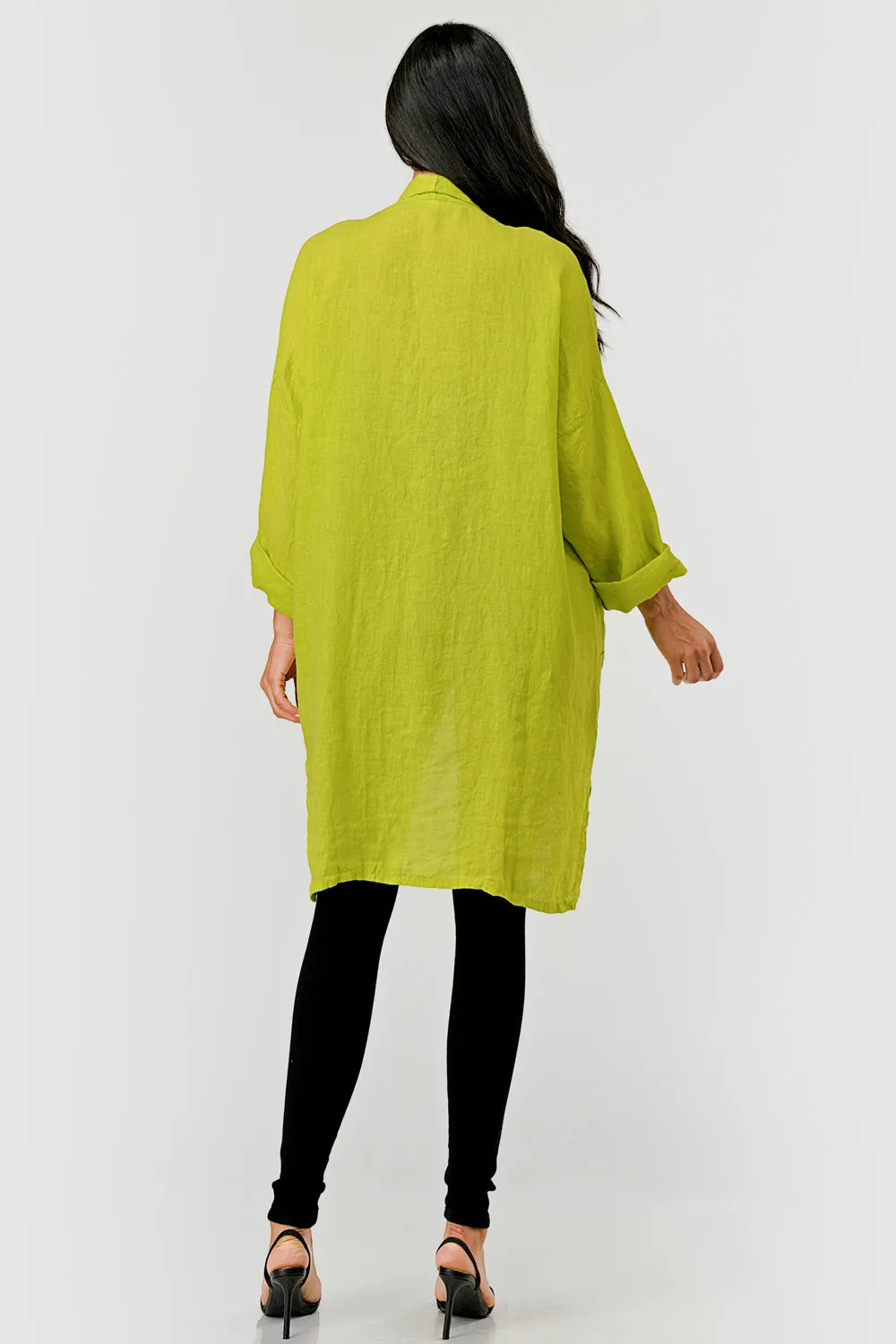 Long italian Linen Cardigan w Packets