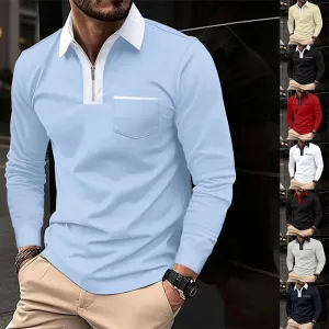 Long Sleeve sweaterLapel Fashion Slim Pocket
