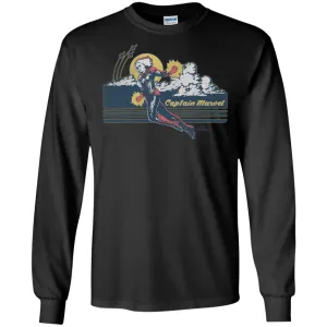 Marvel Captain Marvel Flight Clouds Vintage Men Long Sleeve Shirt