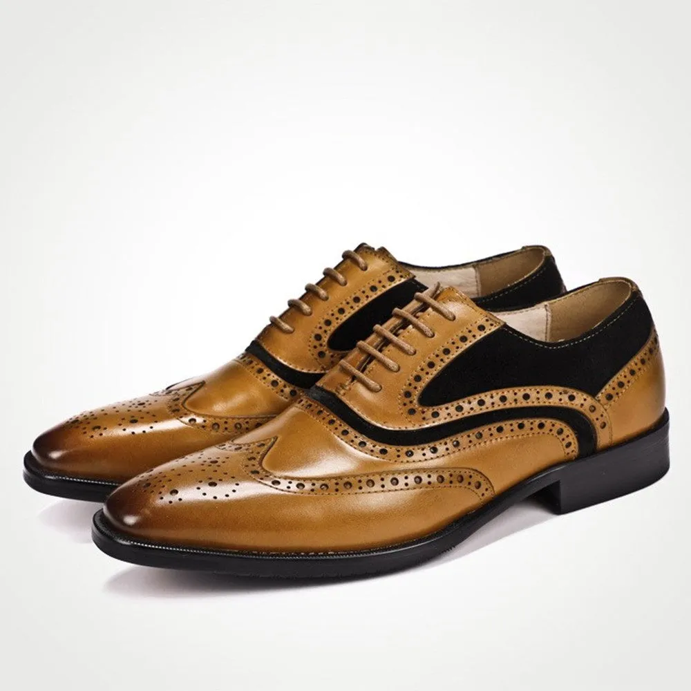 Men Wing Tip Lace Up Two Tones Oxford Shoes