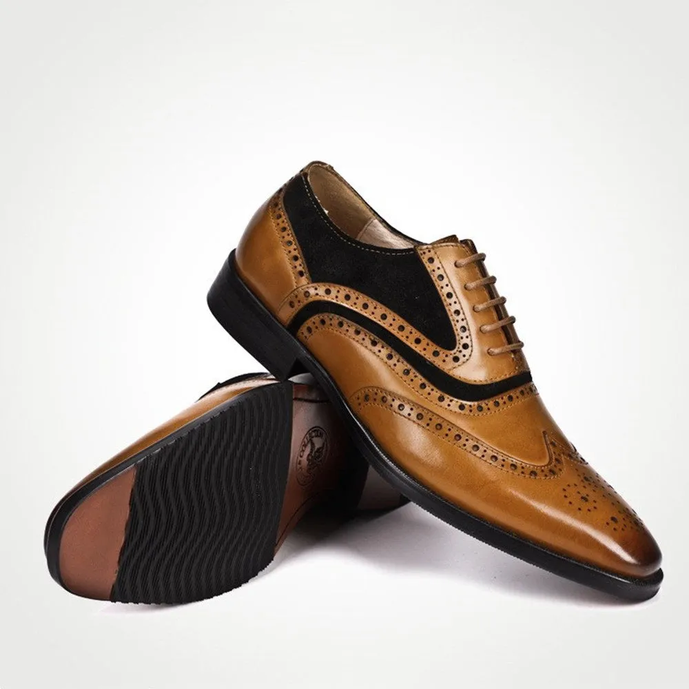 Men Wing Tip Lace Up Two Tones Oxford Shoes