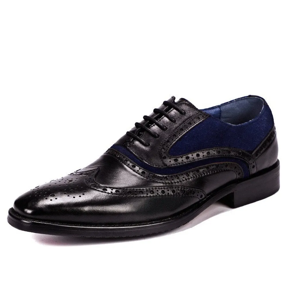 Men Wing Tip Lace Up Two Tones Oxford Shoes