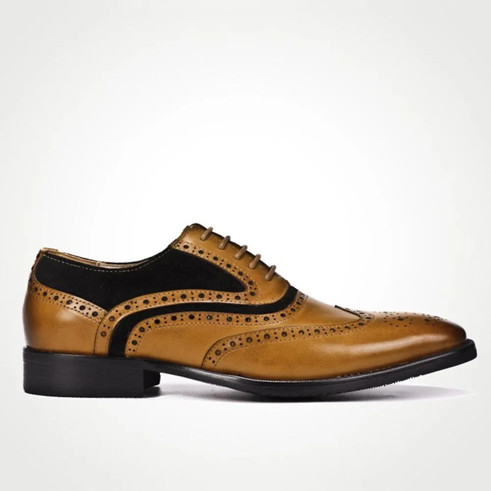 Men Wing Tip Lace Up Two Tones Oxford Shoes