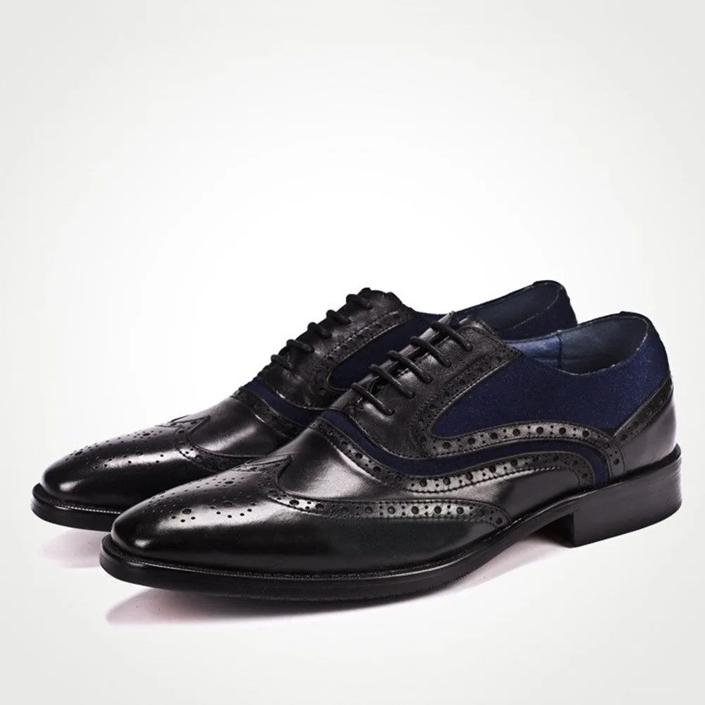 Men Wing Tip Lace Up Two Tones Oxford Shoes