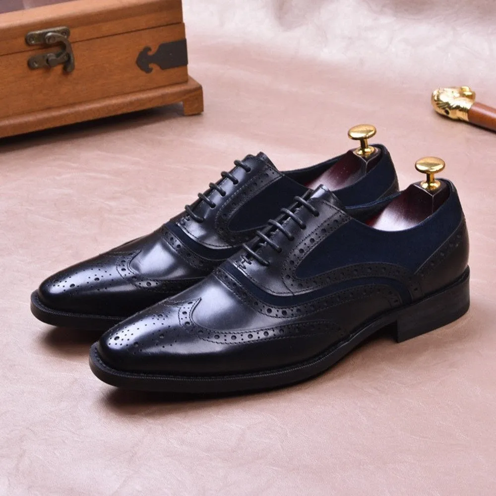 Men Wing Tip Lace Up Two Tones Oxford Shoes