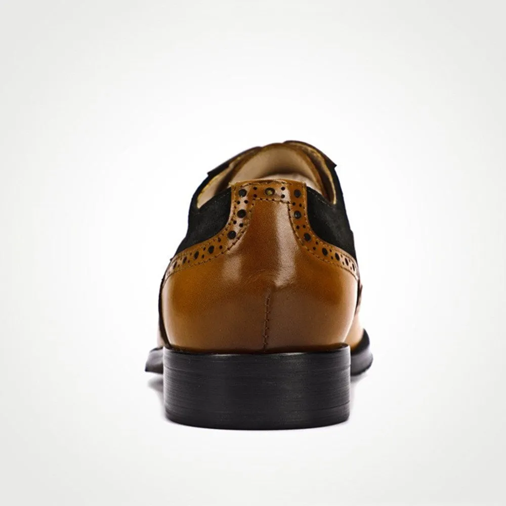 Men Wing Tip Lace Up Two Tones Oxford Shoes