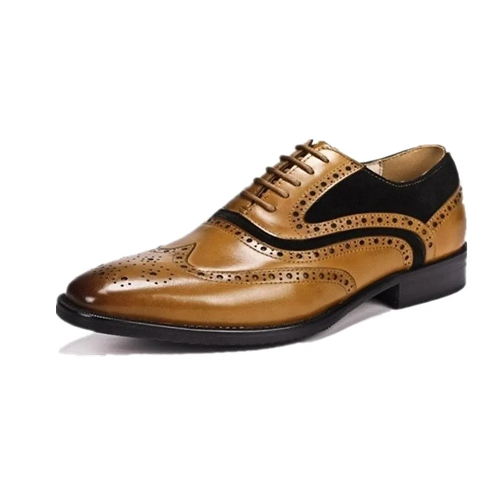 Men Wing Tip Lace Up Two Tones Oxford Shoes