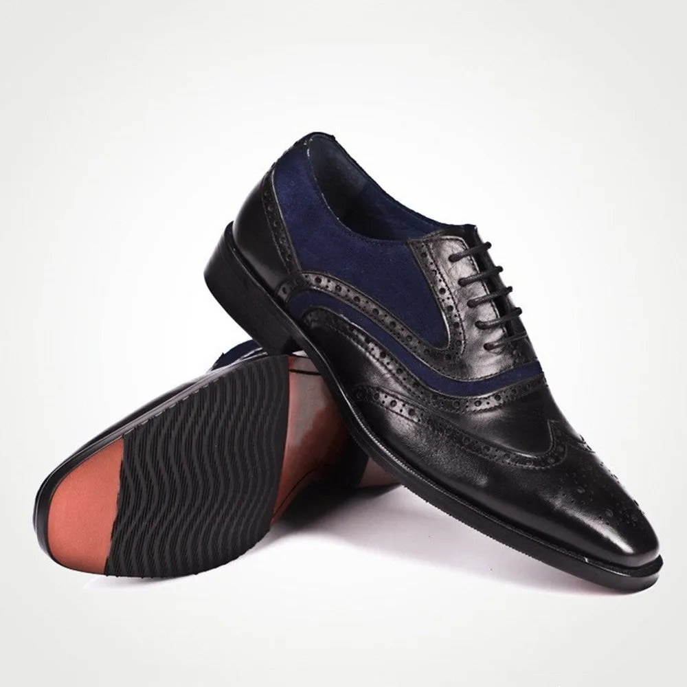 Men Wing Tip Lace Up Two Tones Oxford Shoes