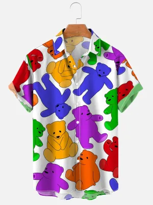Men's Bear Rainbow Art Print LGBT hawaiian Shirt