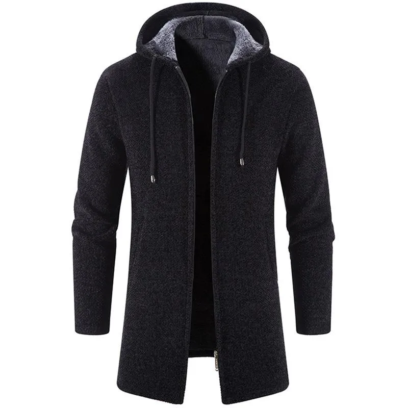 Men's Cardigan Plus Fleece Solid Color All-match Chenille Knitted Cardigan 10776497L