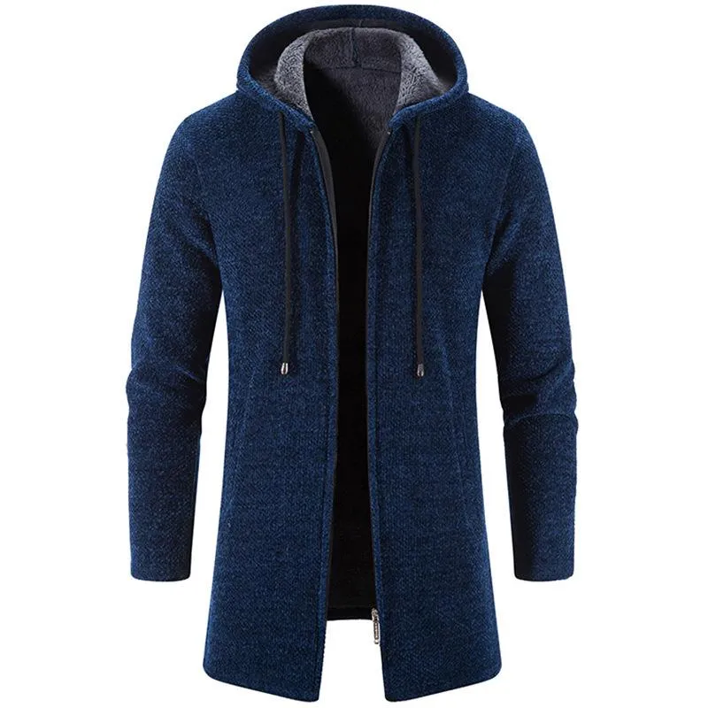 Men's Cardigan Plus Fleece Solid Color All-match Chenille Knitted Cardigan 10776497L