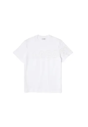 Men's Heritage Branded Crew Neck Flecked Cotton T-Shirt (WHITE)