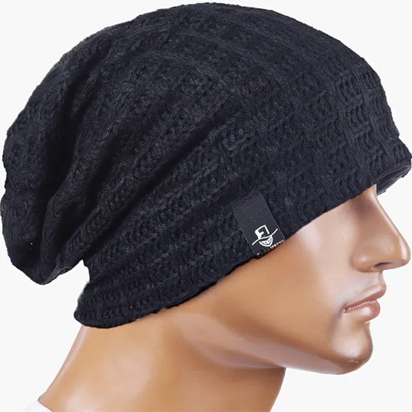 Mens Knit Baggy Beanie Hats B101