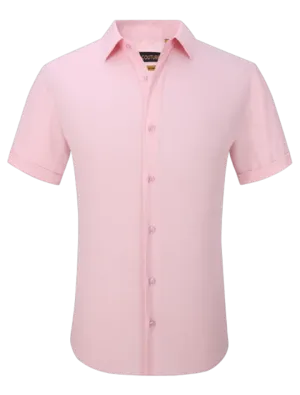 Men's Pink short sleeve shirt stretch material