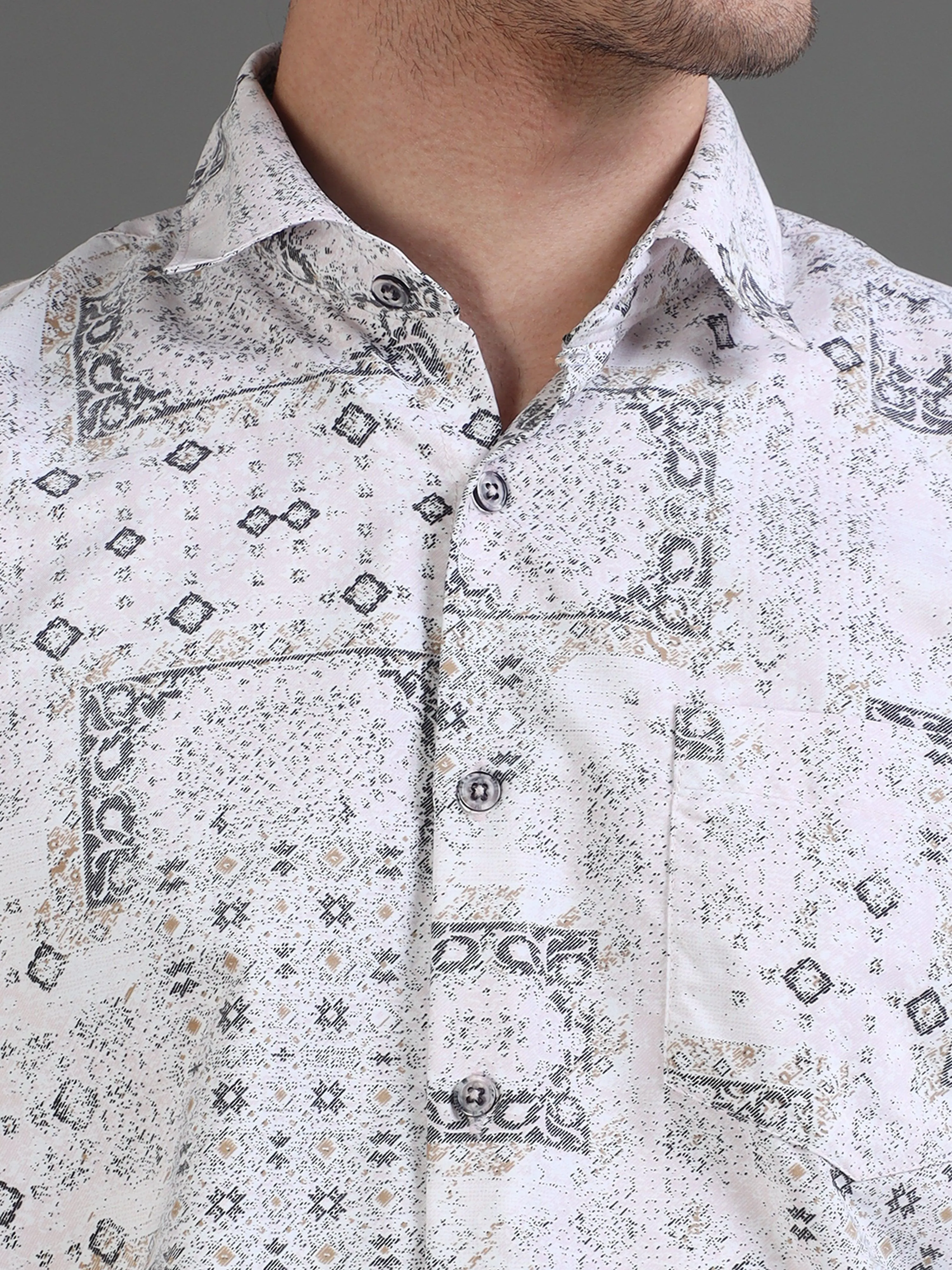 Modern Monochrome Pink Block Printed Half Sleeves Shirt