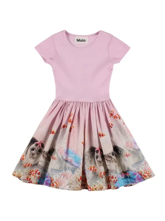 Molo   Seal print organic cotton blend dress 