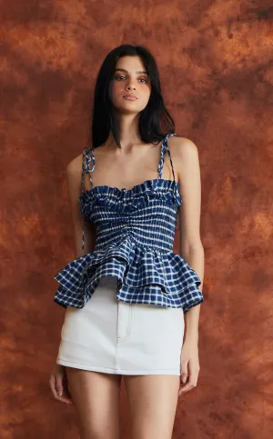 NAMIBIA TOP - BLUE GINGHAM (PRE-ORDER)