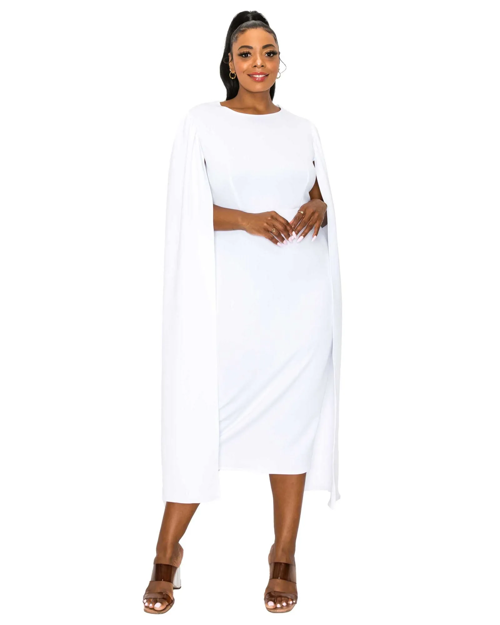 Naomi Cape Dress | White