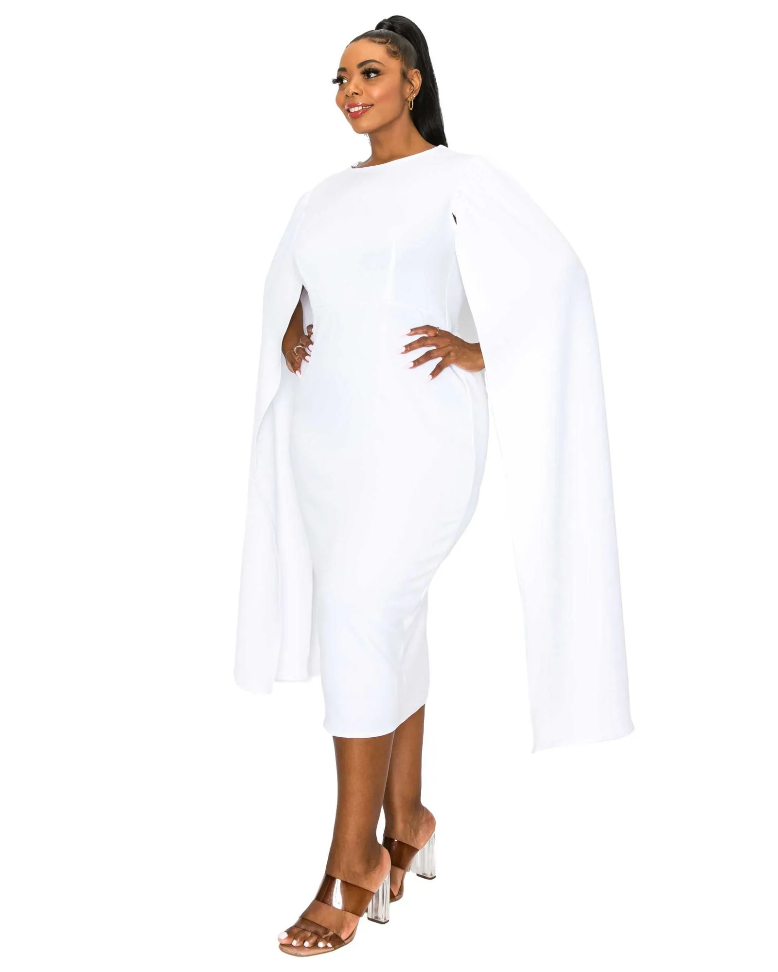 Naomi Cape Dress | White